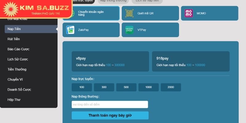Nạp Tiền Kimsa Nhanh Chóng – Trải Nghiệm Giao Dịch Liền Mạch 1 Giao dịch nhanh qua ngân hàng