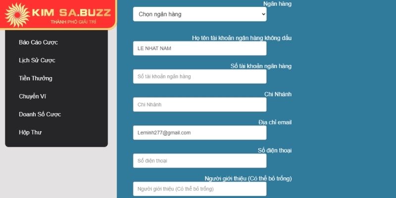Rút Tiền Kimsa – Giao Dịch Tức Thì Nhận Thưởng Nhanh Chóng 1 Tài khoản ngân hàng trùng khớp