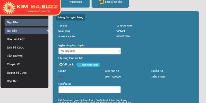 Rút Tiền Kimsa – Giao Dịch Tức Thì Nhận Thưởng Nhanh Chóng 2 Truy cập mục Rút Tiền Kimsa